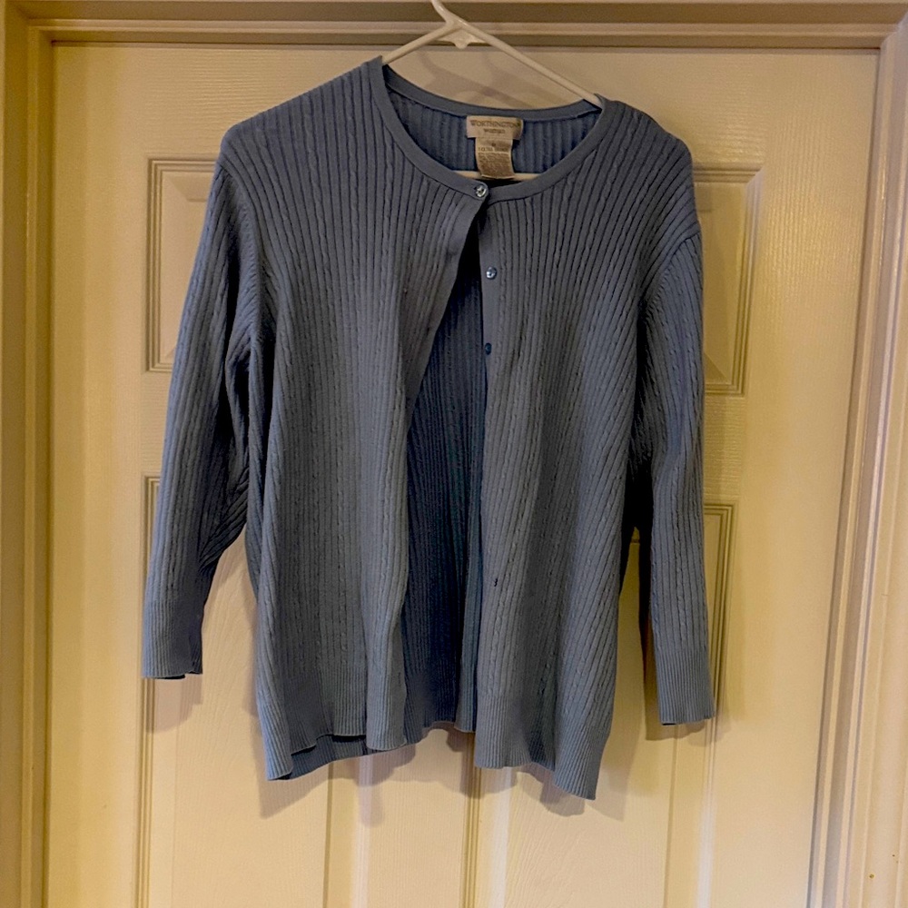Worthington Woman light blue Ribbed Cardigan